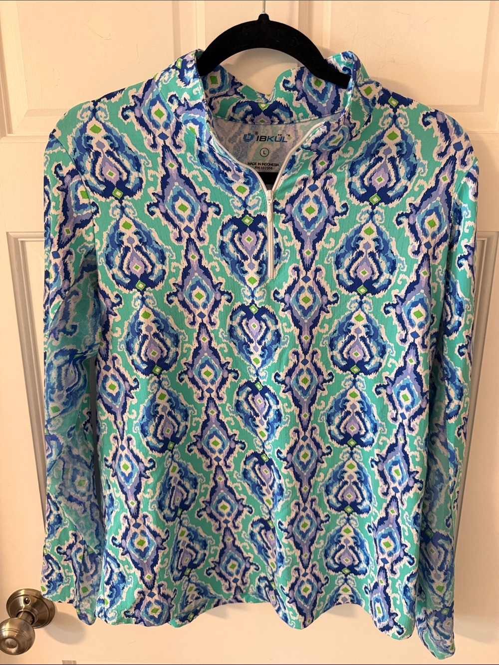 IBKUL Long Sleeve Mock Golf Shirt
1/4 Zip Tillie Jade Lavender Size L UPF 50